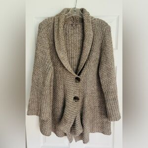 J.Jill Marled Open-Texture Brown Rattan Over Sized Cardigan Sweater Duster